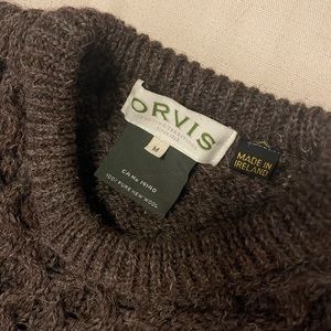 Pure Wool Vintage Chunky Knit Fishermans Sweater Orvis Made in Ireland Mens Sz M